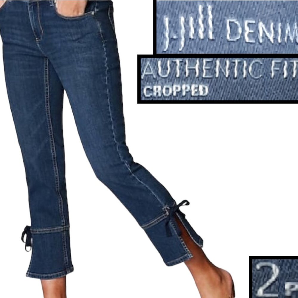 Cropped tie ankle slit jeans